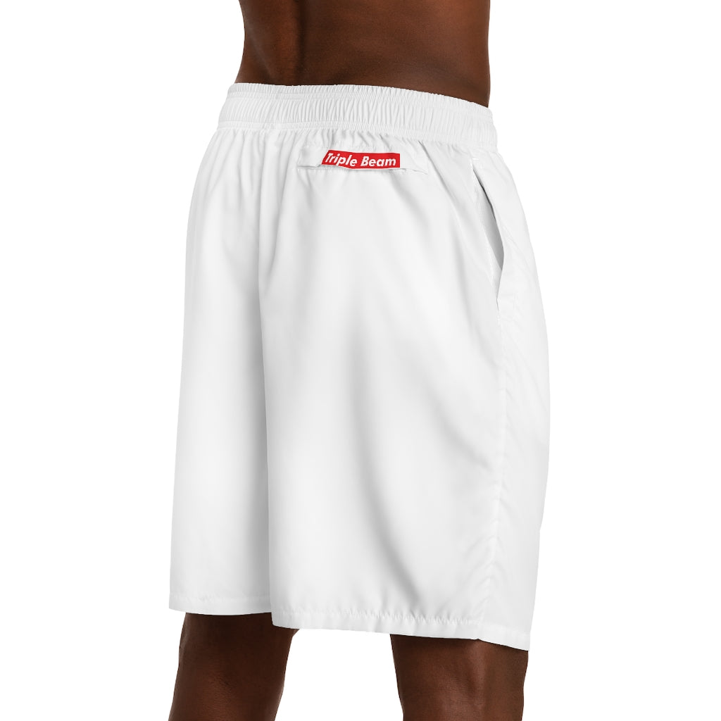 White Triple Beam Men's Jogger Shorts