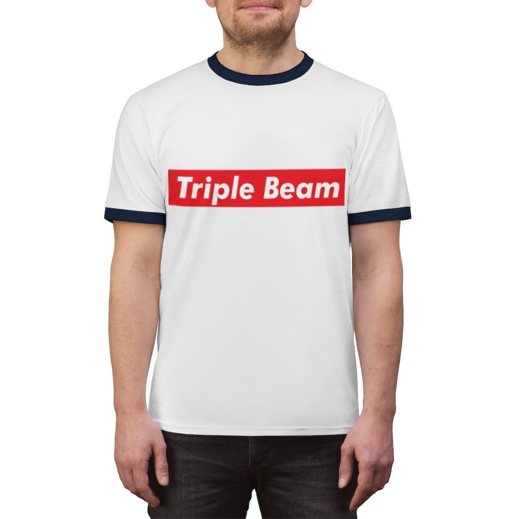 Triple Beam Unisex Ringer Tee