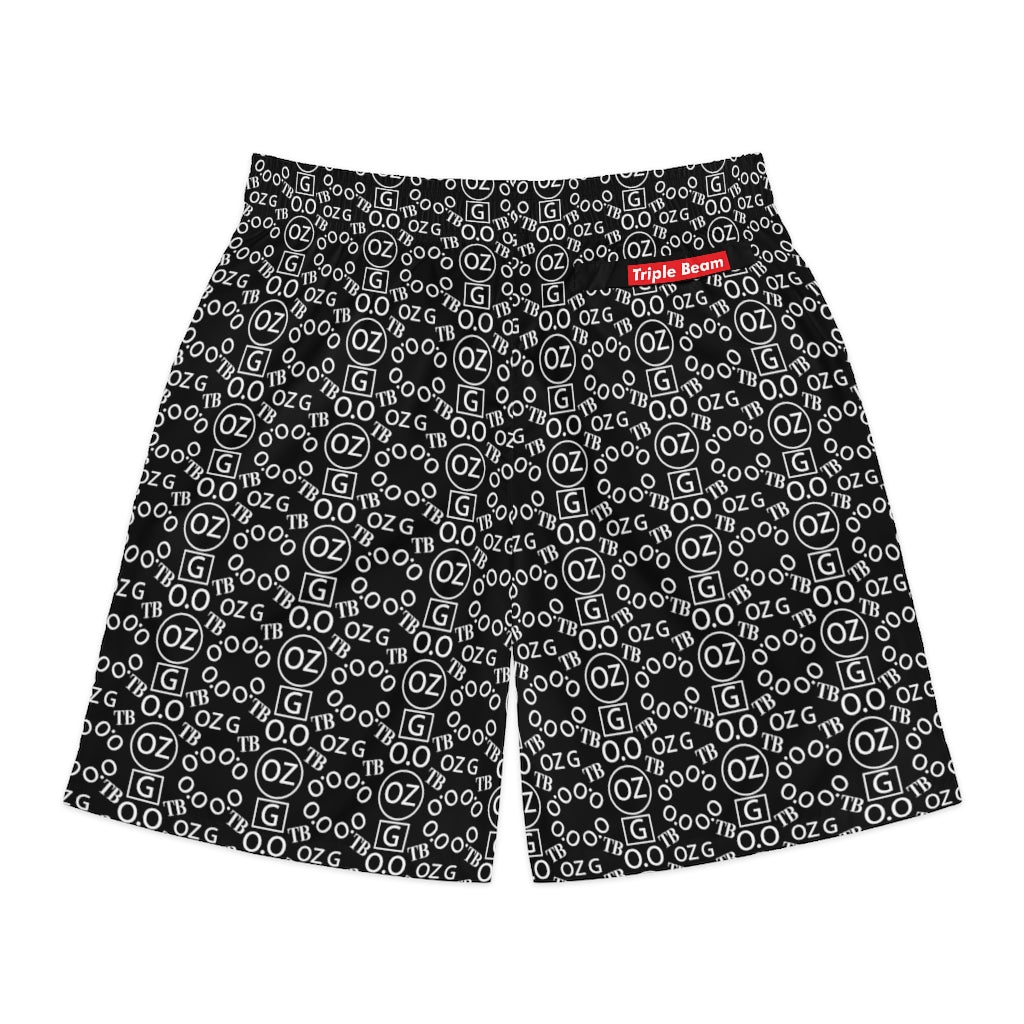 Black Triple Beam Men's Jogger Shorts