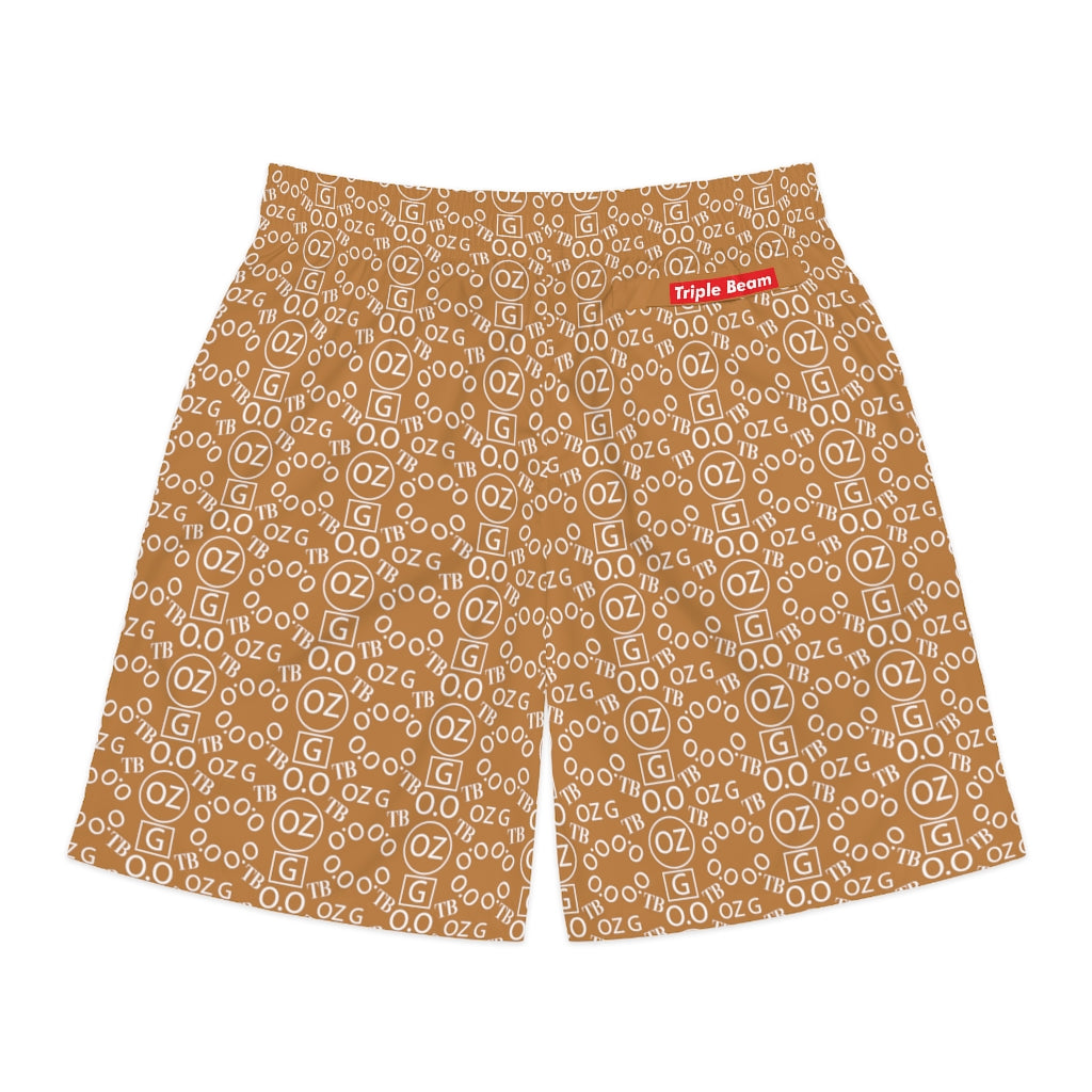 Light Brown Triple Beam Men's Jogger Shorts