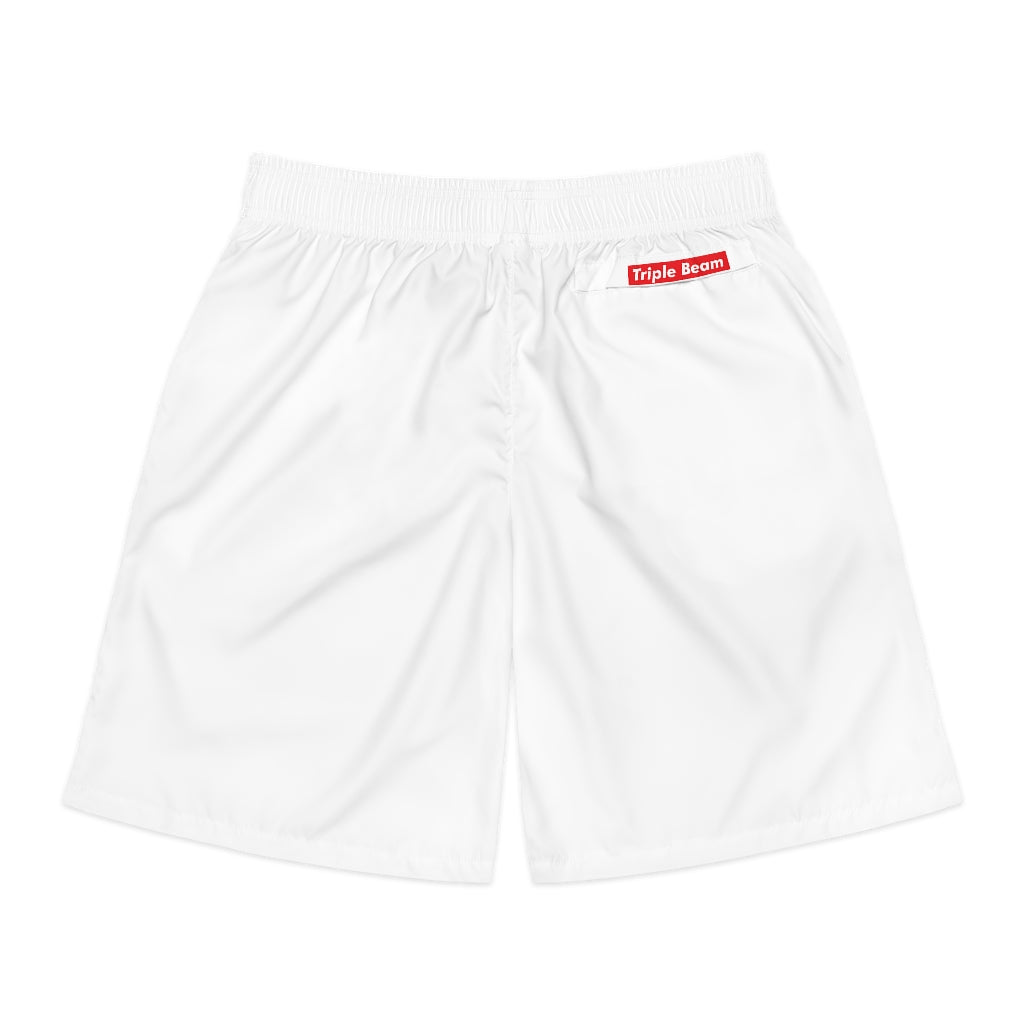 White Triple Beam Men's Jogger Shorts