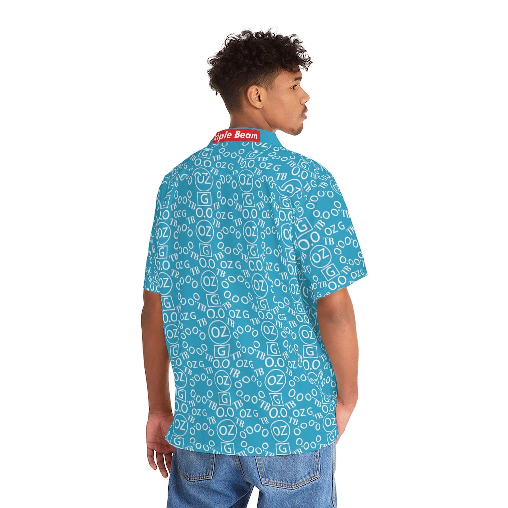 Turquoise Triple Beam Men's Hawaiian Shirt