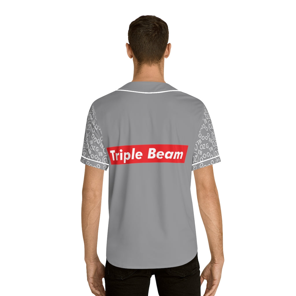 Grey Triple Beam Men's Baseball Jersey