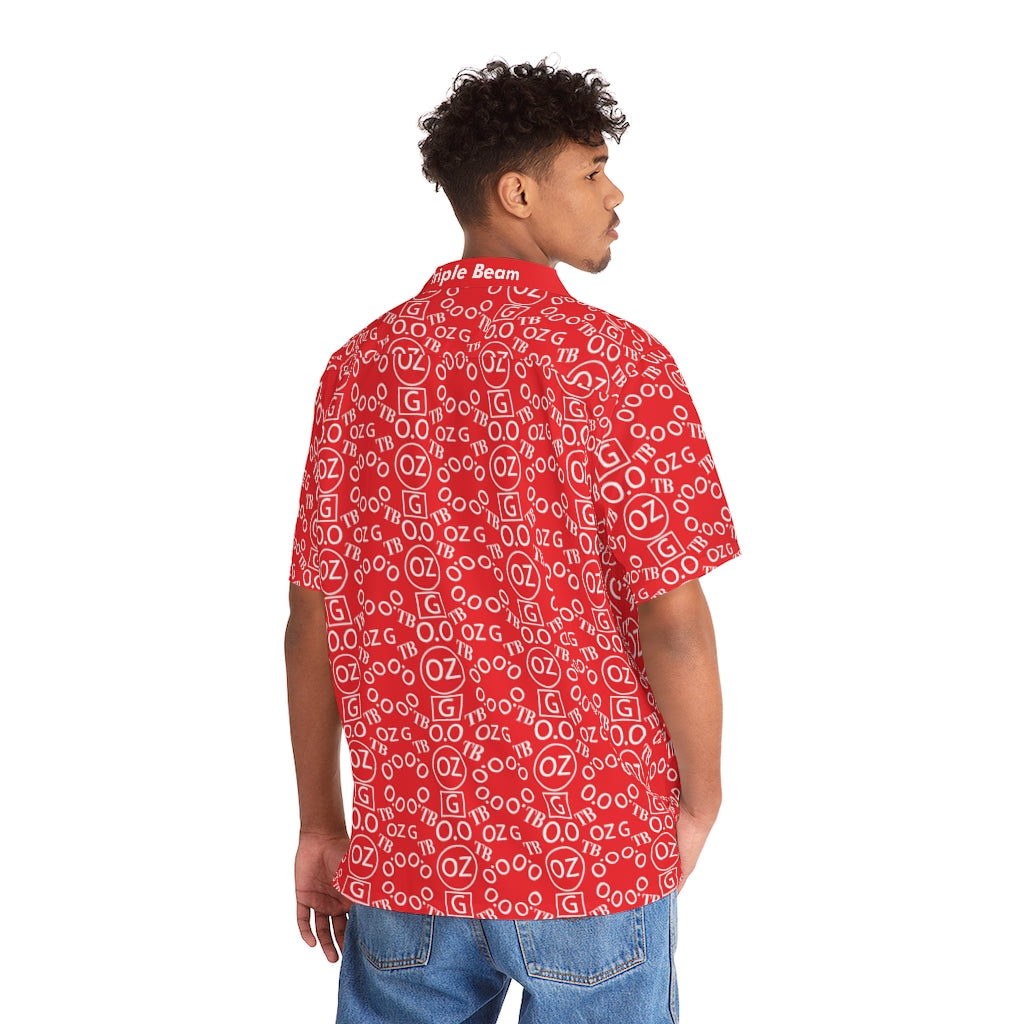 Red Triple Beam Men's Hawaiian Shirt