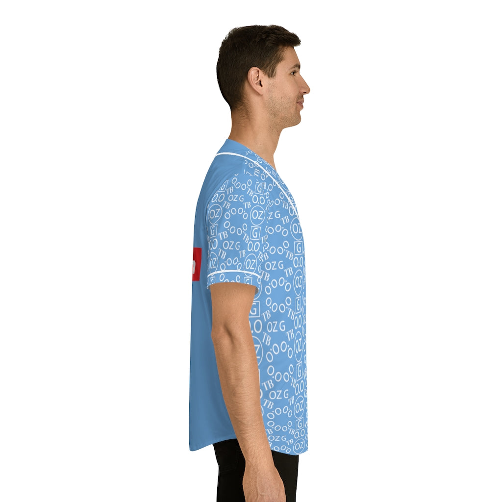 Light Blue Triple Beam Men's Baseball Jersey