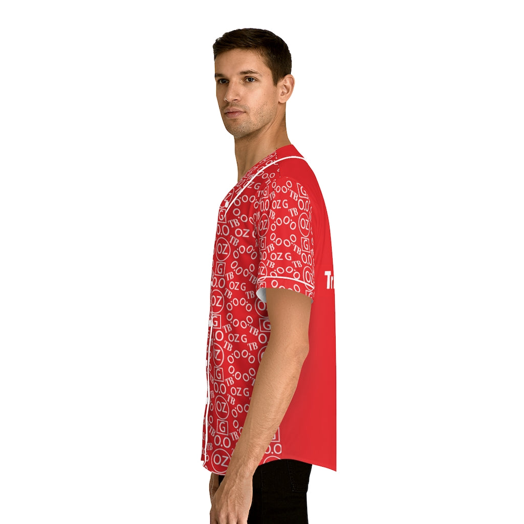 Red Triple Beam Men's Baseball Jersey