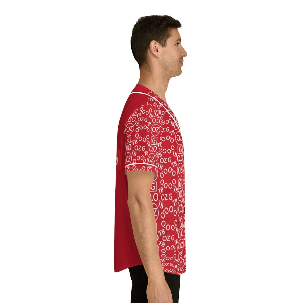 Dark Red Triple Beam Men's Baseball Jersey