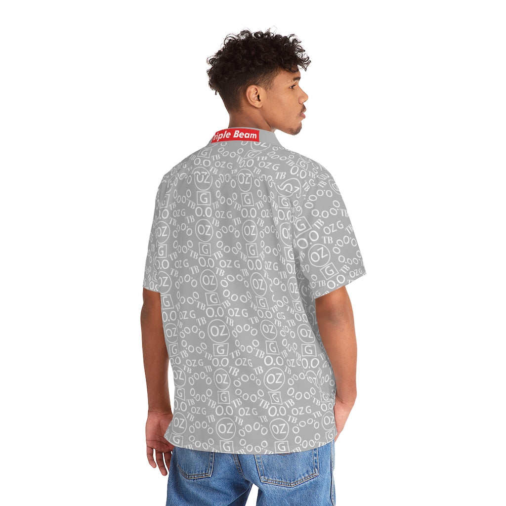 Light Grey Triple Beam Men's Hawaiian Shirt