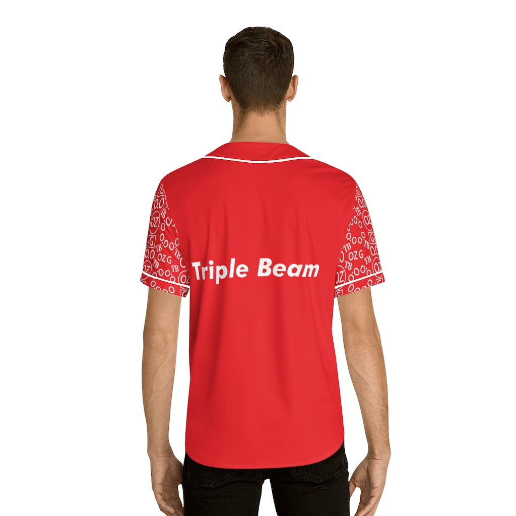 Red Triple Beam Men's Baseball Jersey