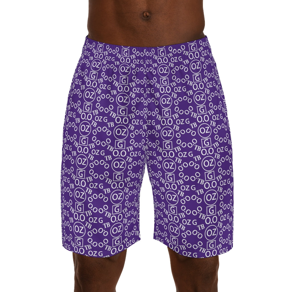 Purple Triple Beam Men's Jogger Shorts