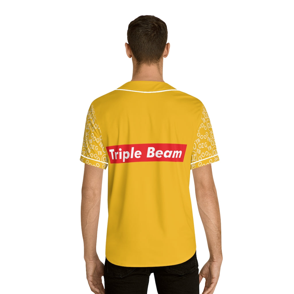 Yellow Triple Beam Men's Baseball Jersey