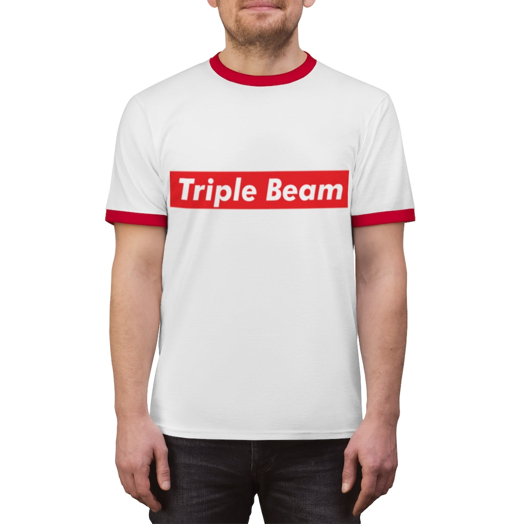 Triple Beam Unisex Ringer Tee