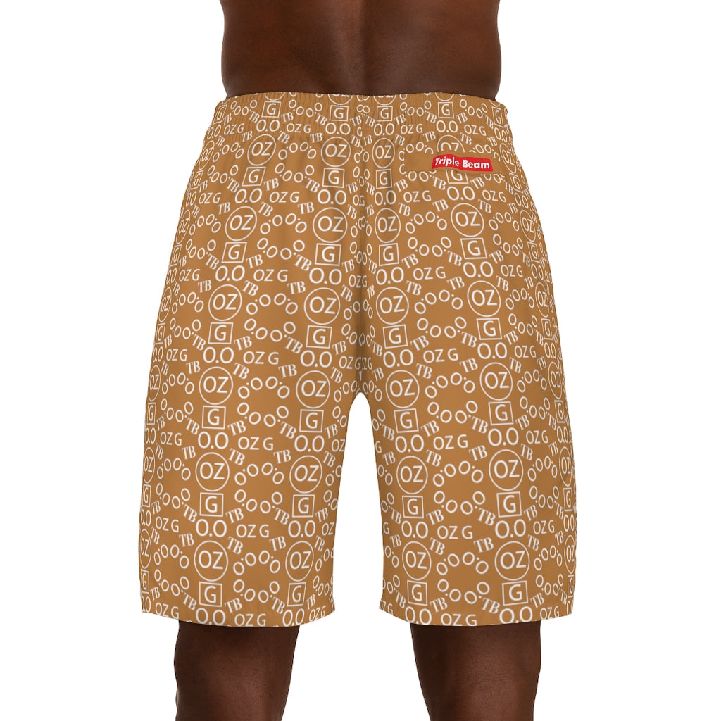 Light Brown Triple Beam Men's Jogger Shorts