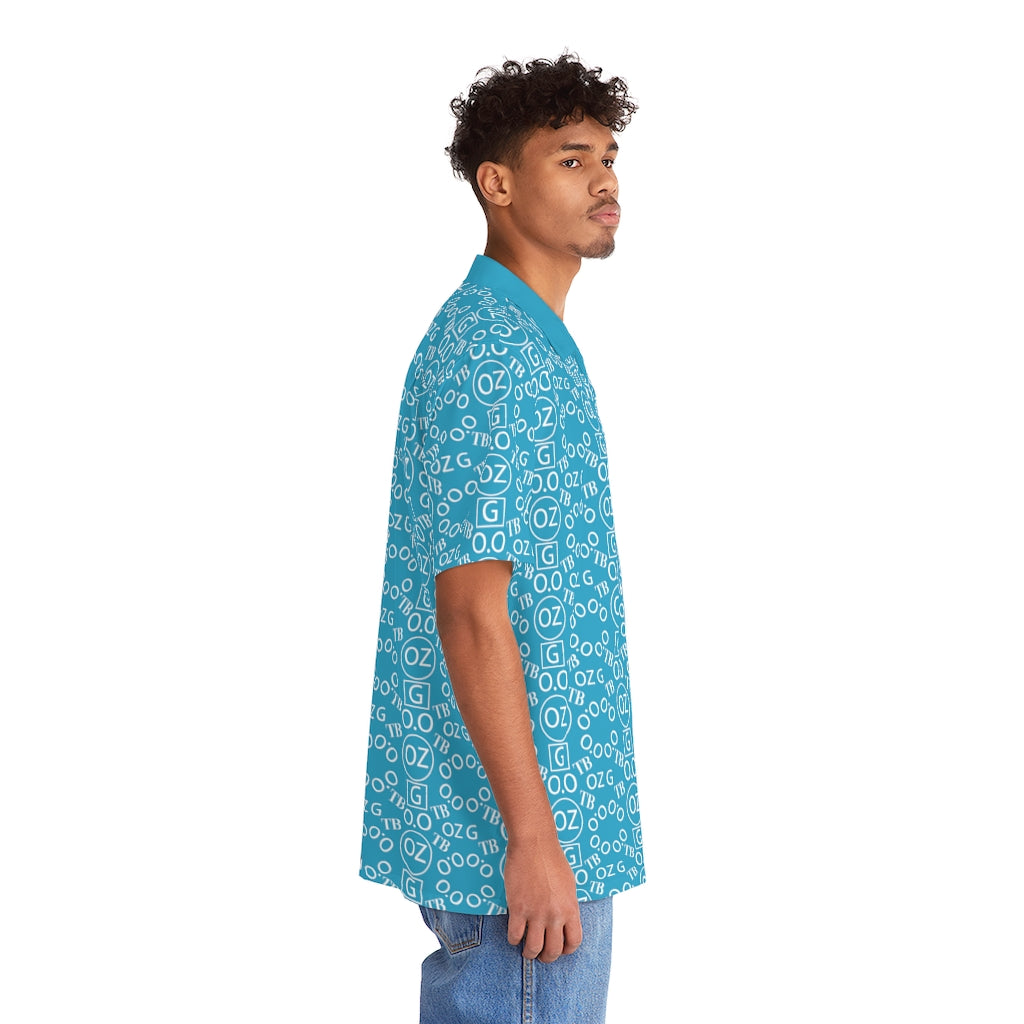 Turquoise Triple Beam Men's Hawaiian Shirt