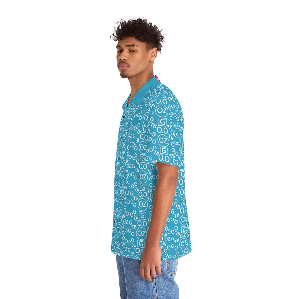 Turquoise Triple Beam Men's Hawaiian Shirt