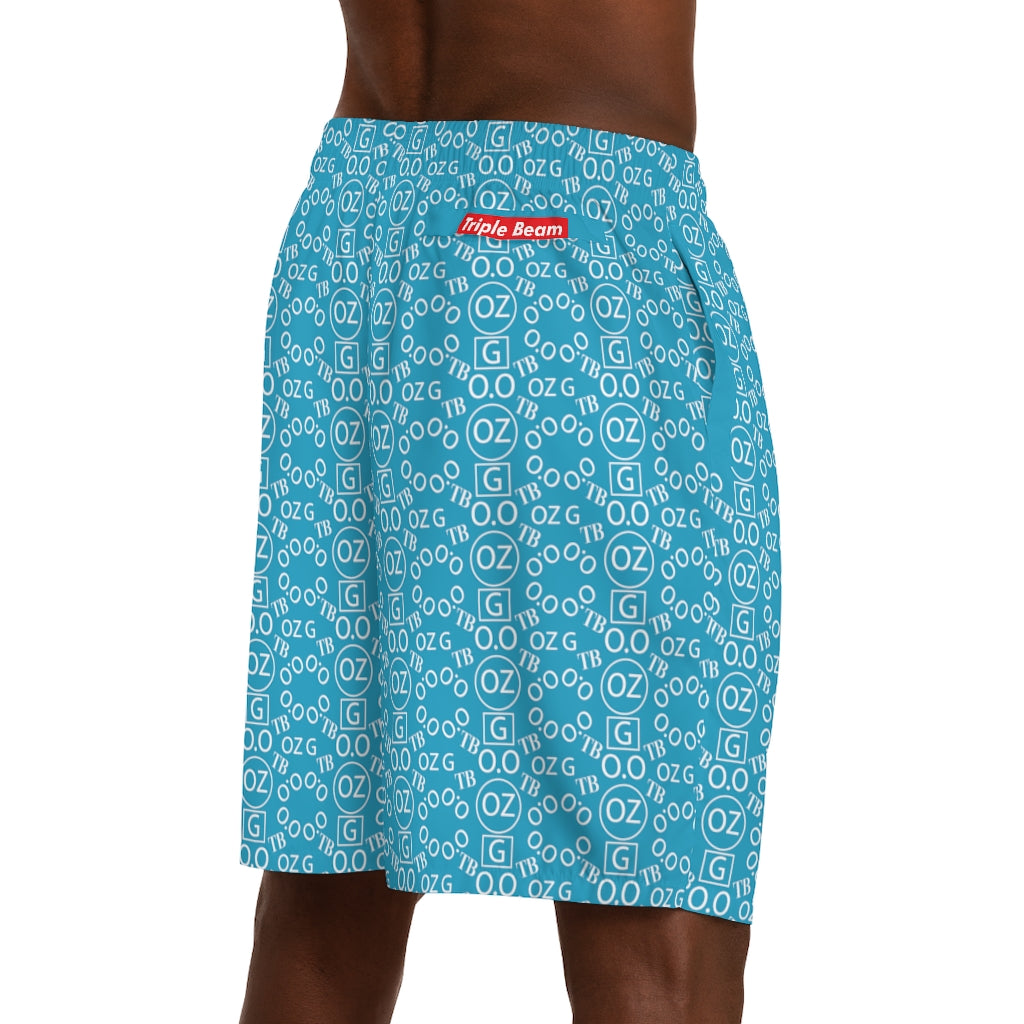 Turquoise Triple Beam Men's Jogger Shorts