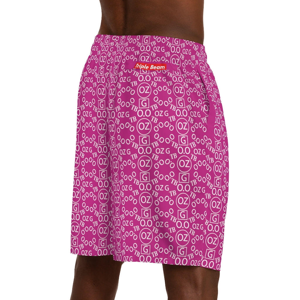 Pink Triple Beam Men's Jogger Shorts