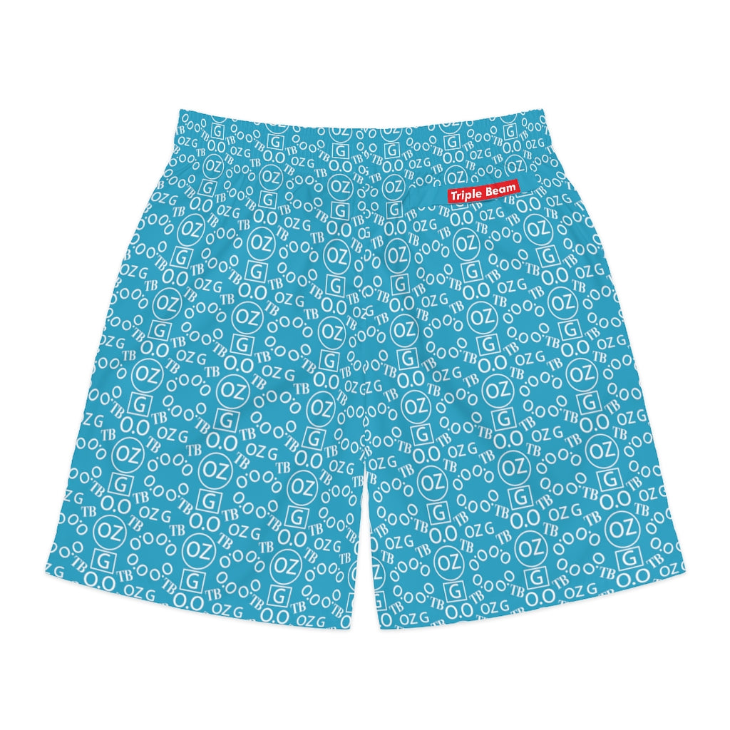 Turquoise Triple Beam Men's Jogger Shorts