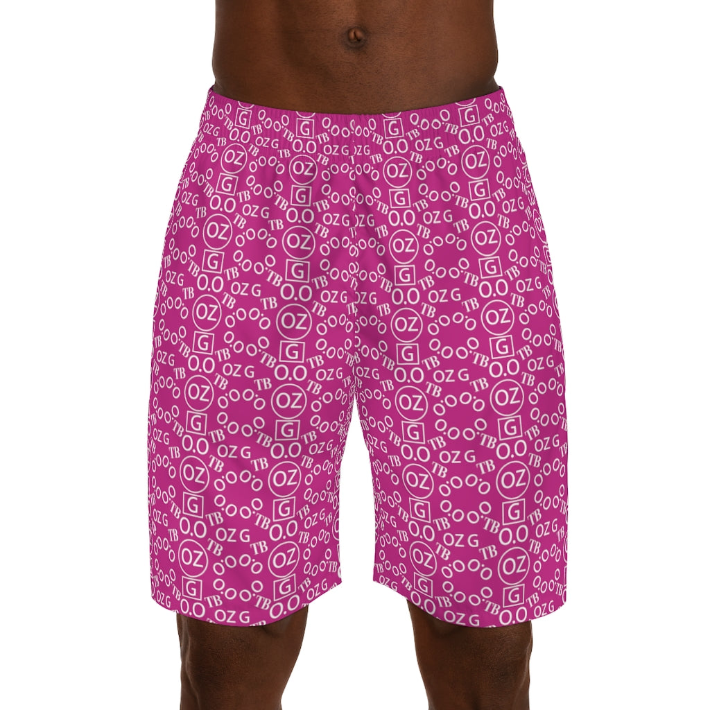 Pink Triple Beam Men's Jogger Shorts