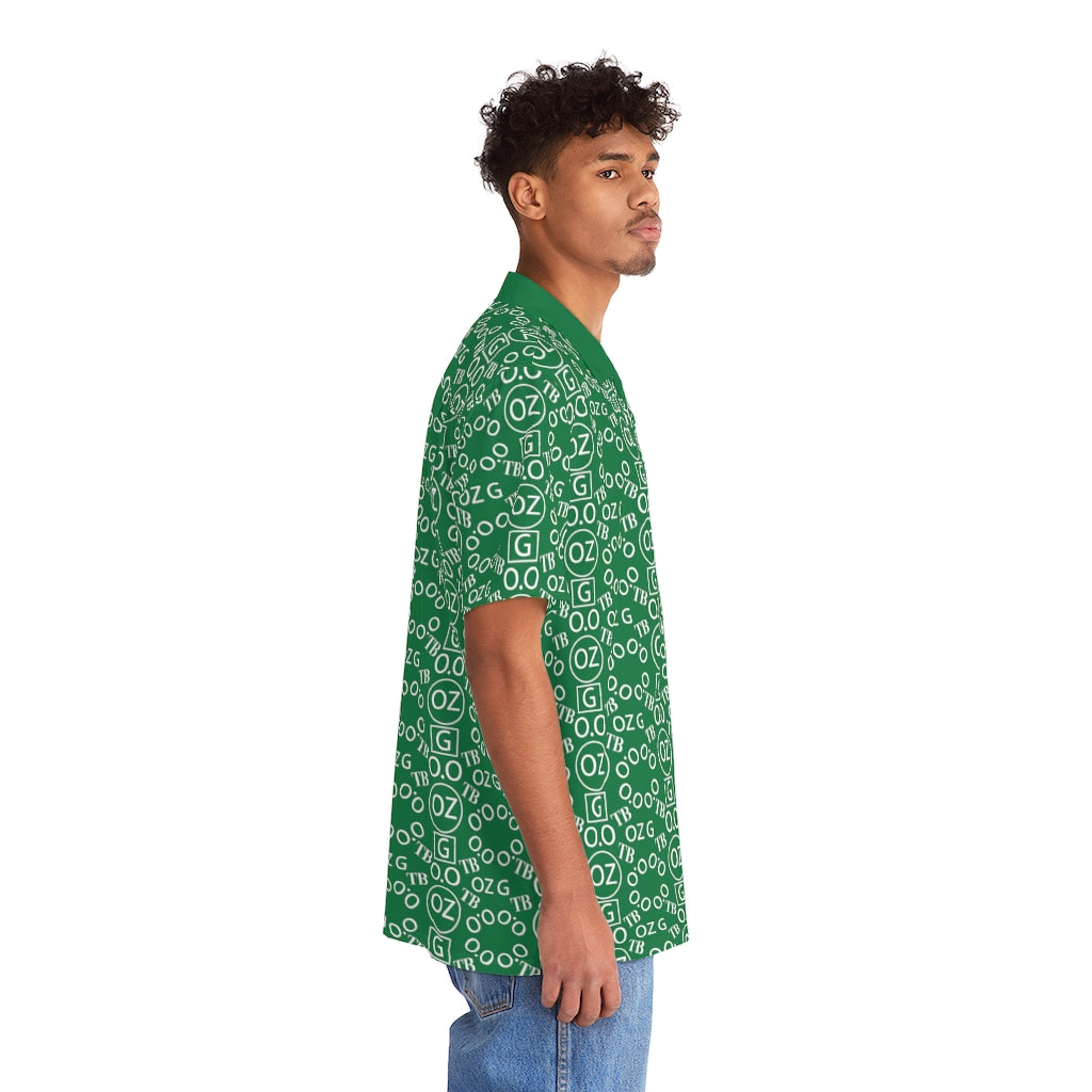 Dark Green Triple Beam Men's Hawaiian Shirt