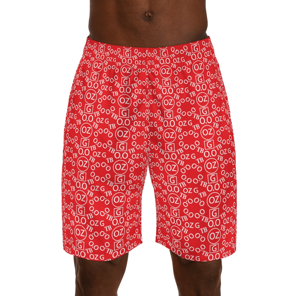 Red Triple Beam Men's Jogger Shorts