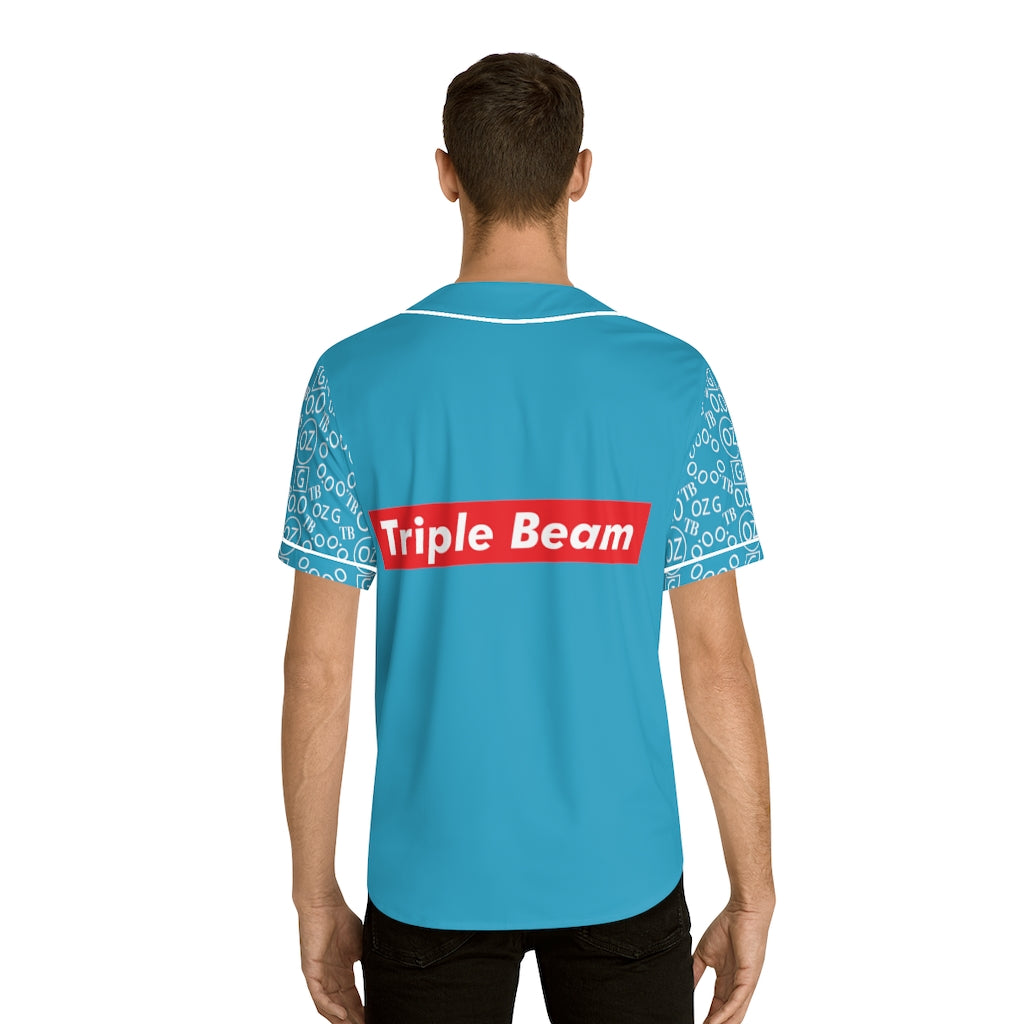 Turquoise Triple Beam Men's Baseball Jersey