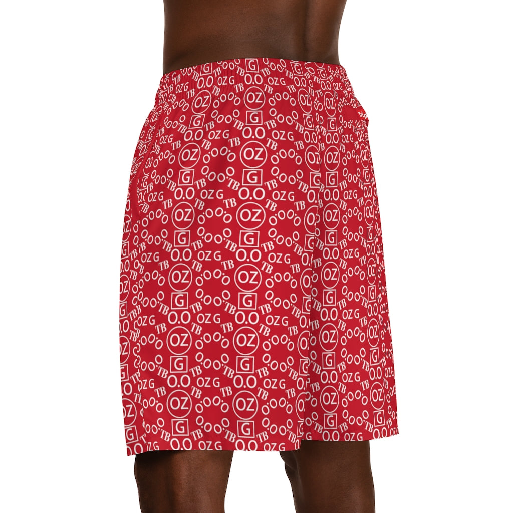 Dark Red Triple Beam Men's Jogger Shorts