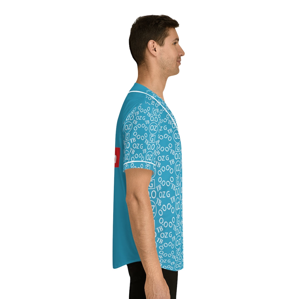 Turquoise Triple Beam Men's Baseball Jersey