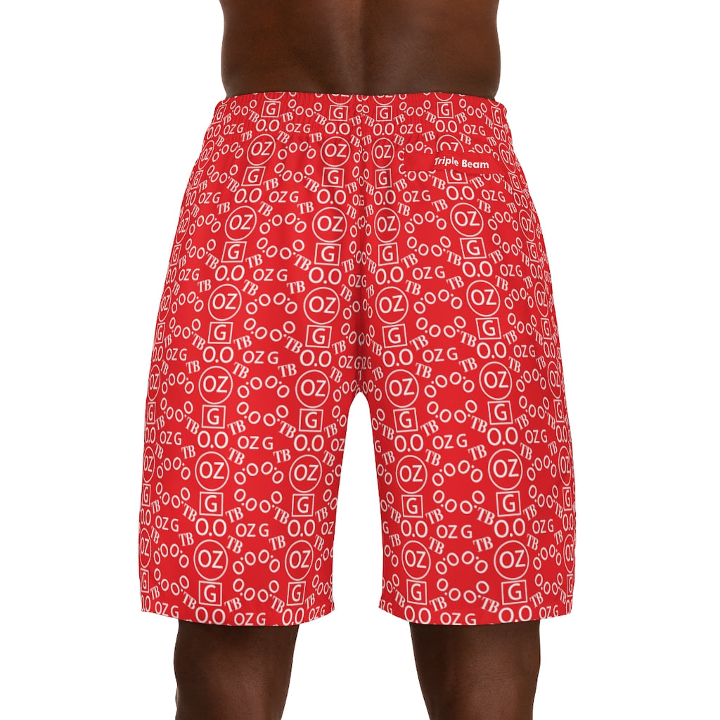 Red Triple Beam Men's Jogger Shorts