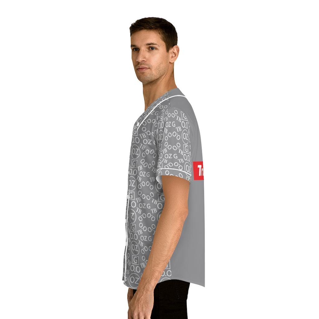 Grey Triple Beam Men's Baseball Jersey