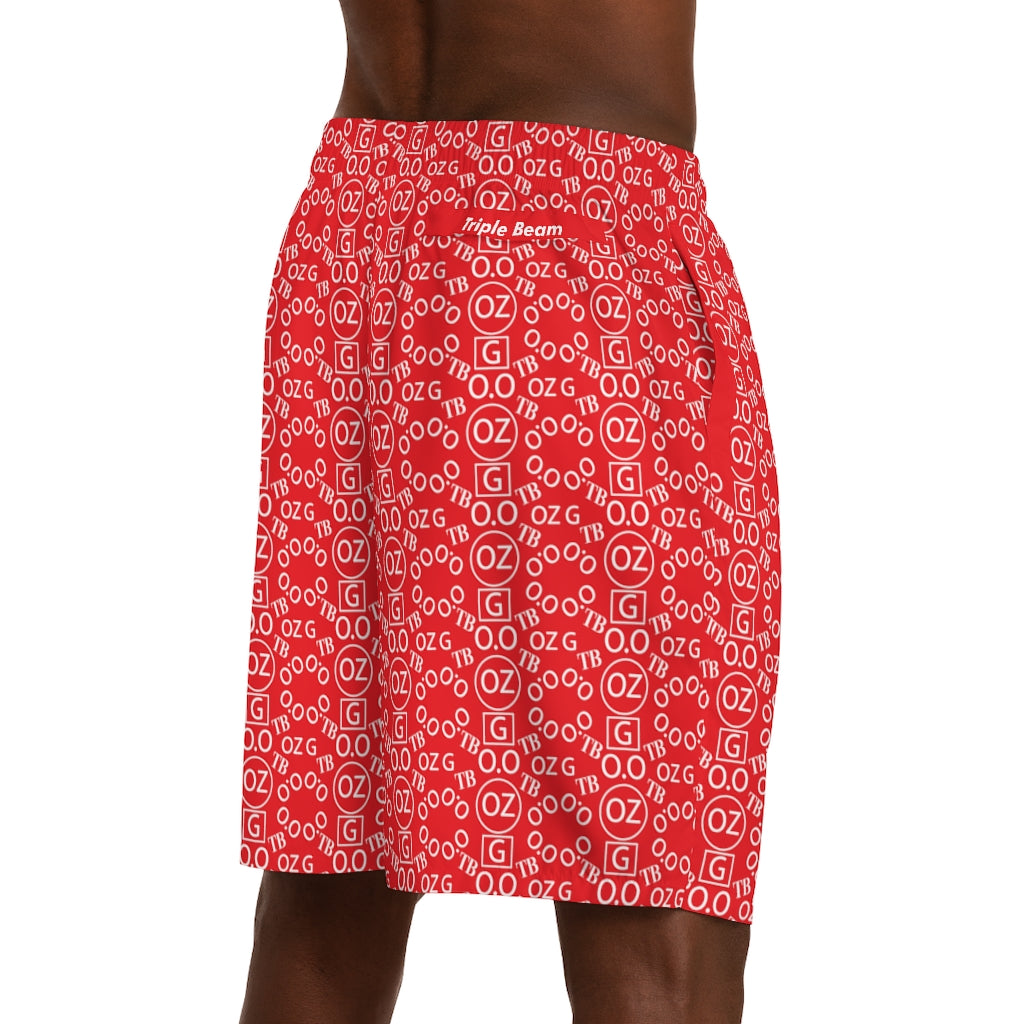 Red Triple Beam Men's Jogger Shorts