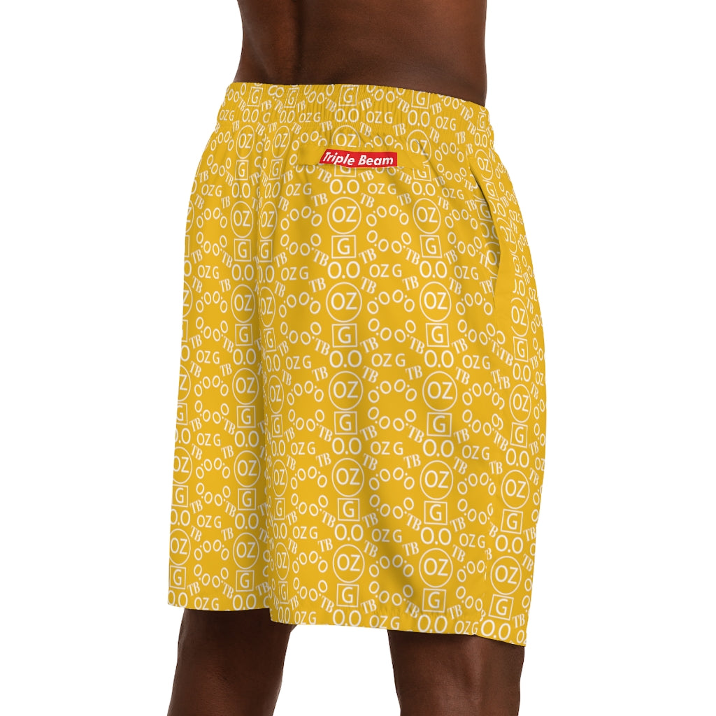 Yellow Triple Beam Men's Jogger Shorts