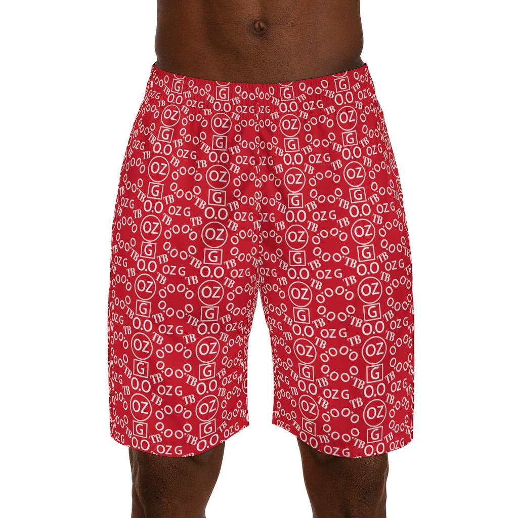 Dark Red Triple Beam Men's Jogger Shorts