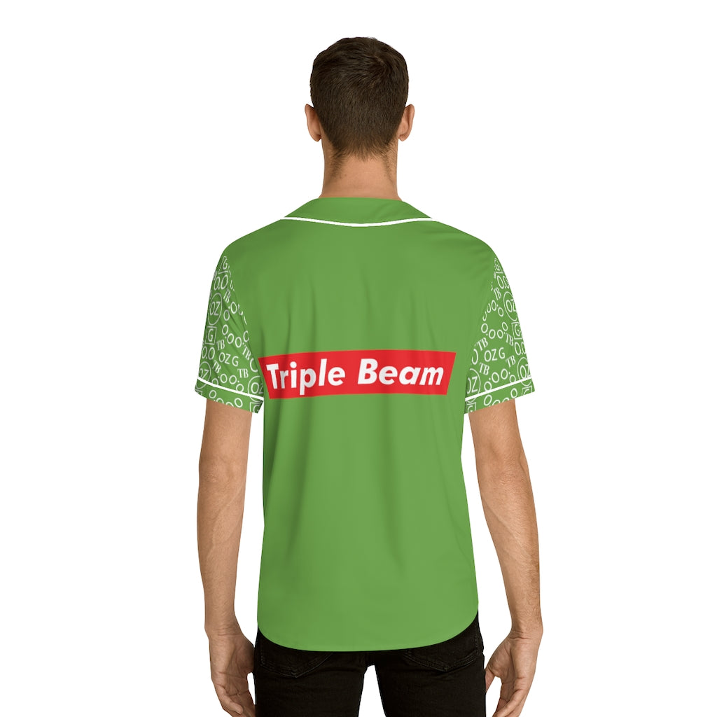 Green Triple Beam Men's Baseball Jersey