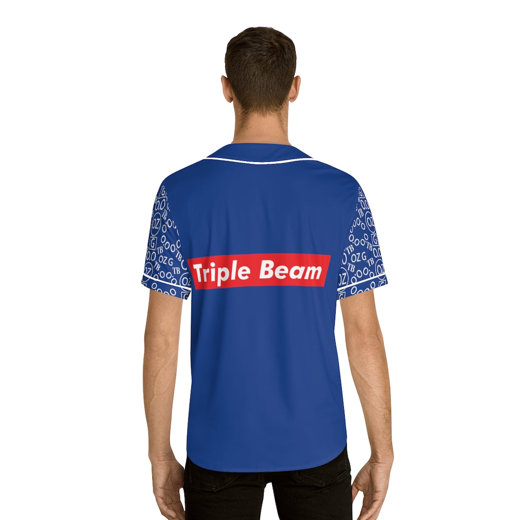 Dark Blue Triple Beam Men's Baseball Jersey