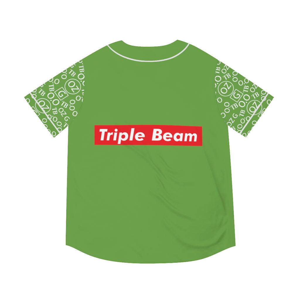 Green Triple Beam Men's Baseball Jersey