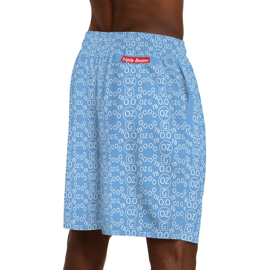 Light Blue Triple Beam Men's Jogger Shorts