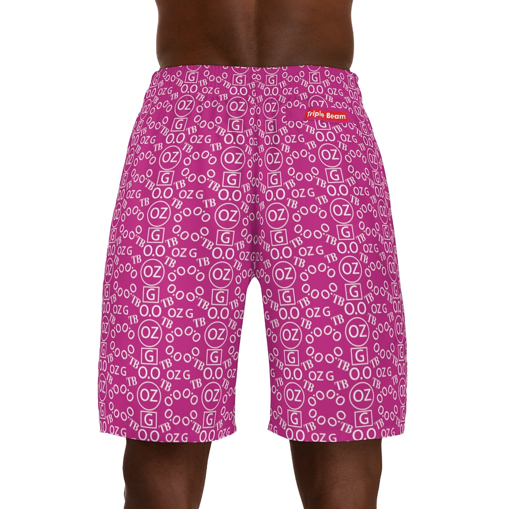 Pink Triple Beam Men's Jogger Shorts