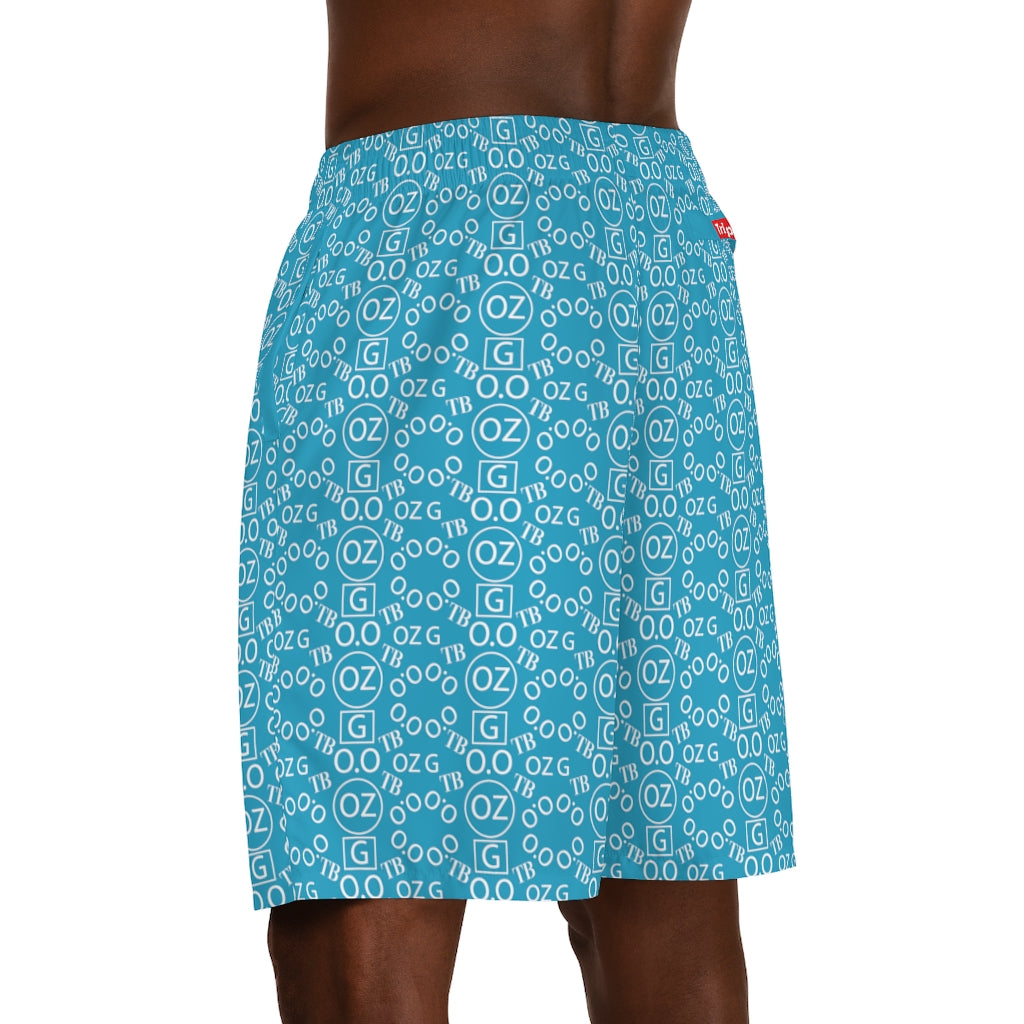 Turquoise Triple Beam Men's Jogger Shorts