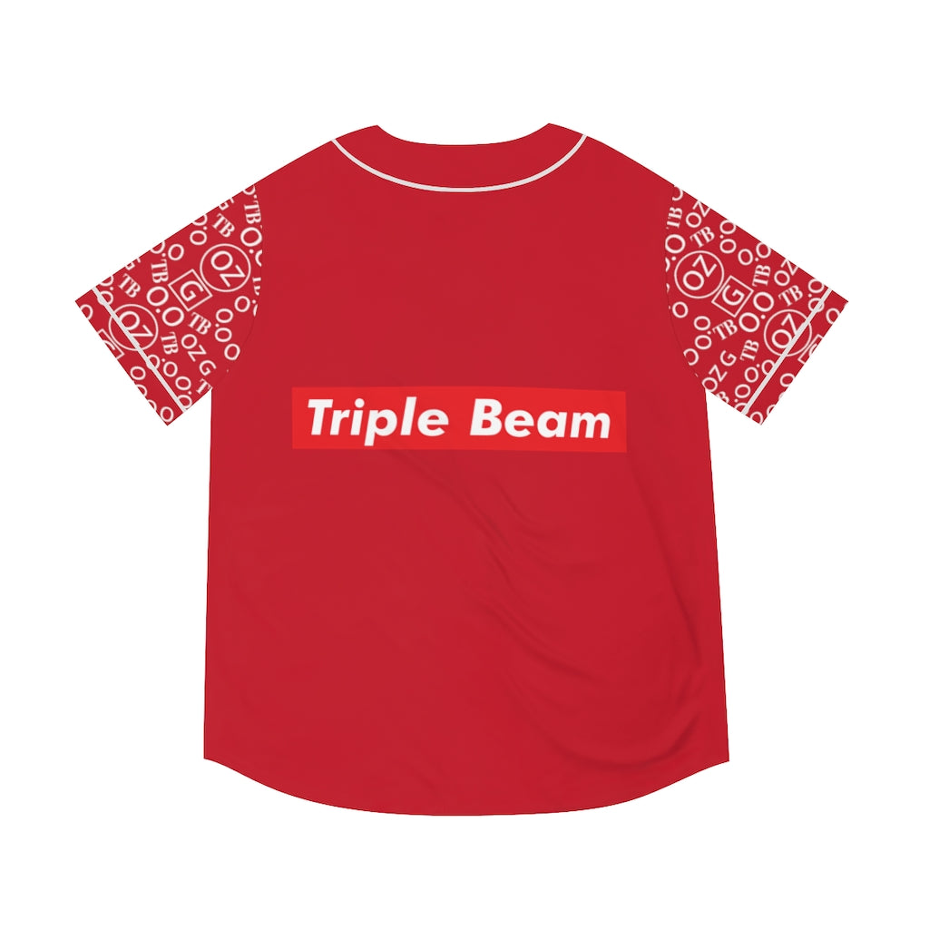 Dark Red Triple Beam Men's Baseball Jersey