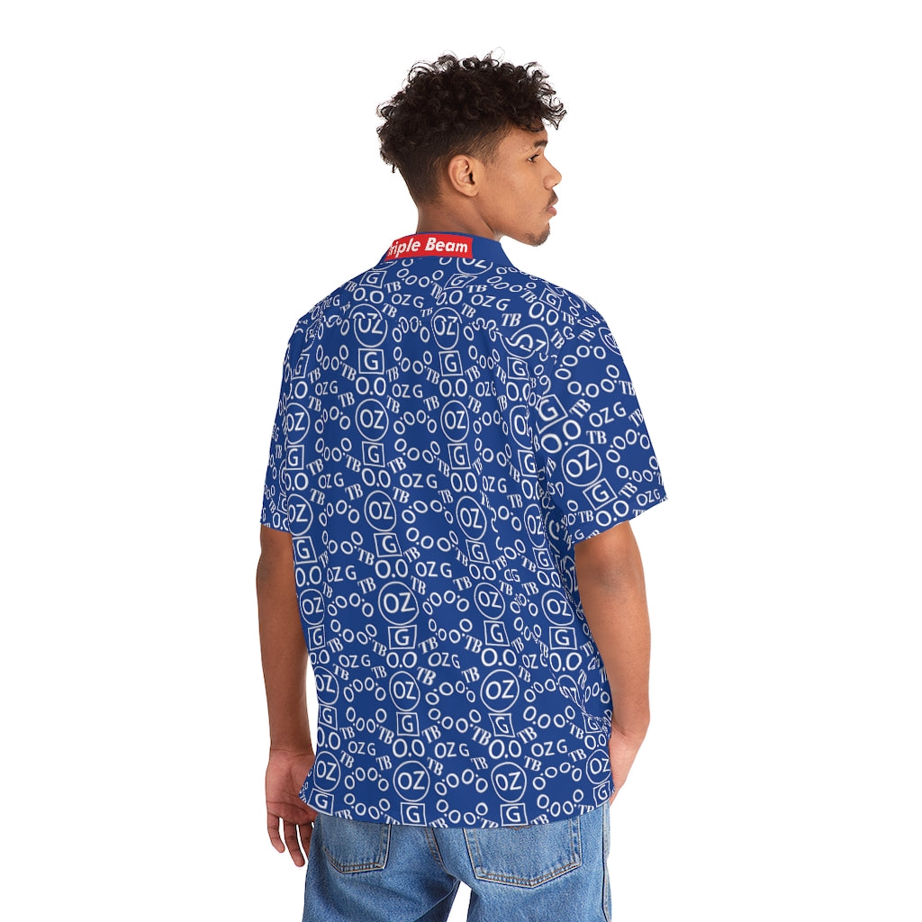 Dark Blue Triple Beam Men's Hawaiian Shirt