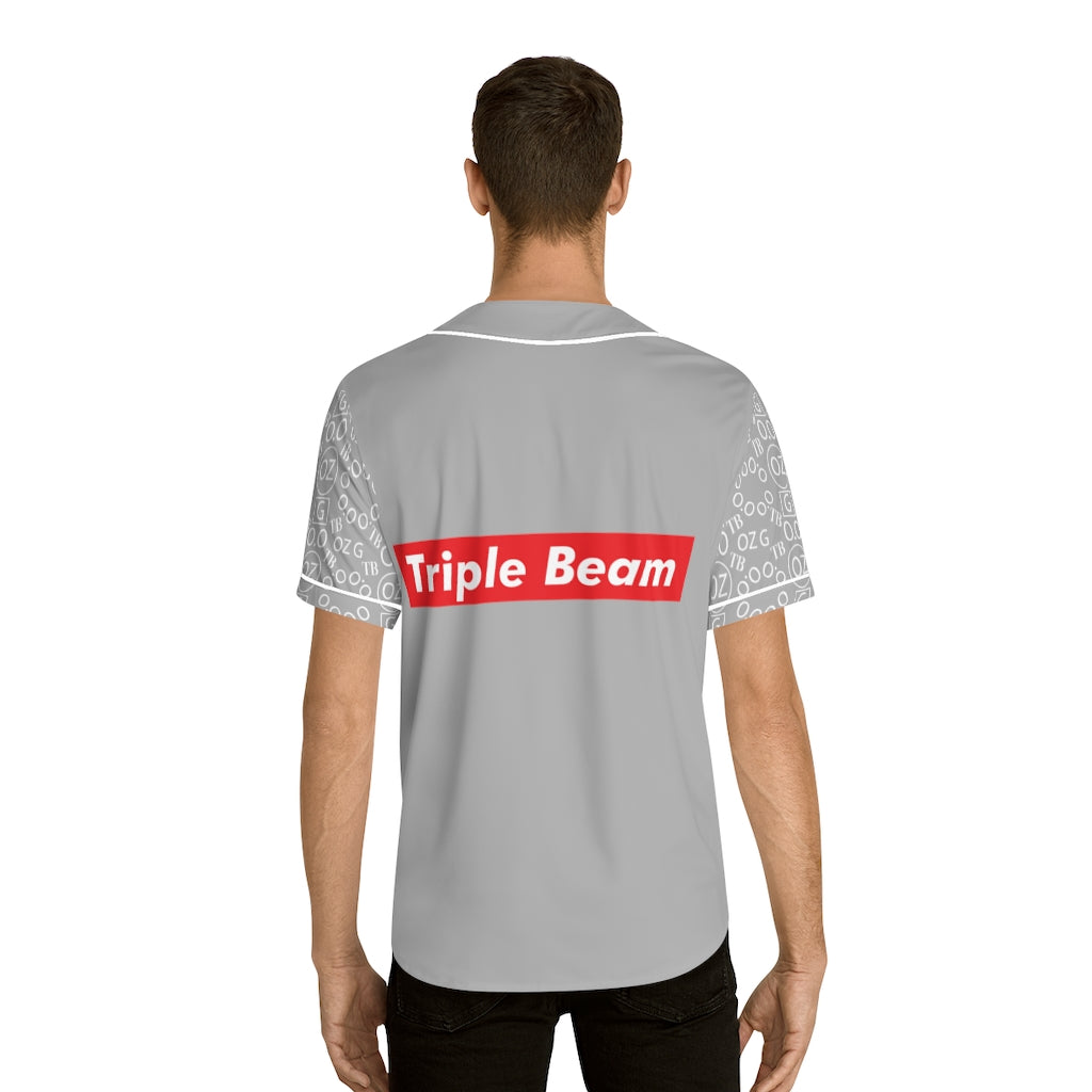 Light Grey Triple Beam Men's Baseball Jersey