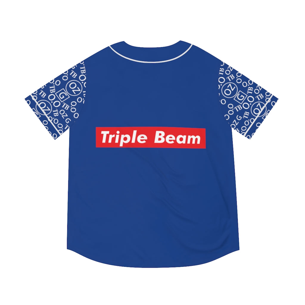 Dark Blue Triple Beam Men's Baseball Jersey