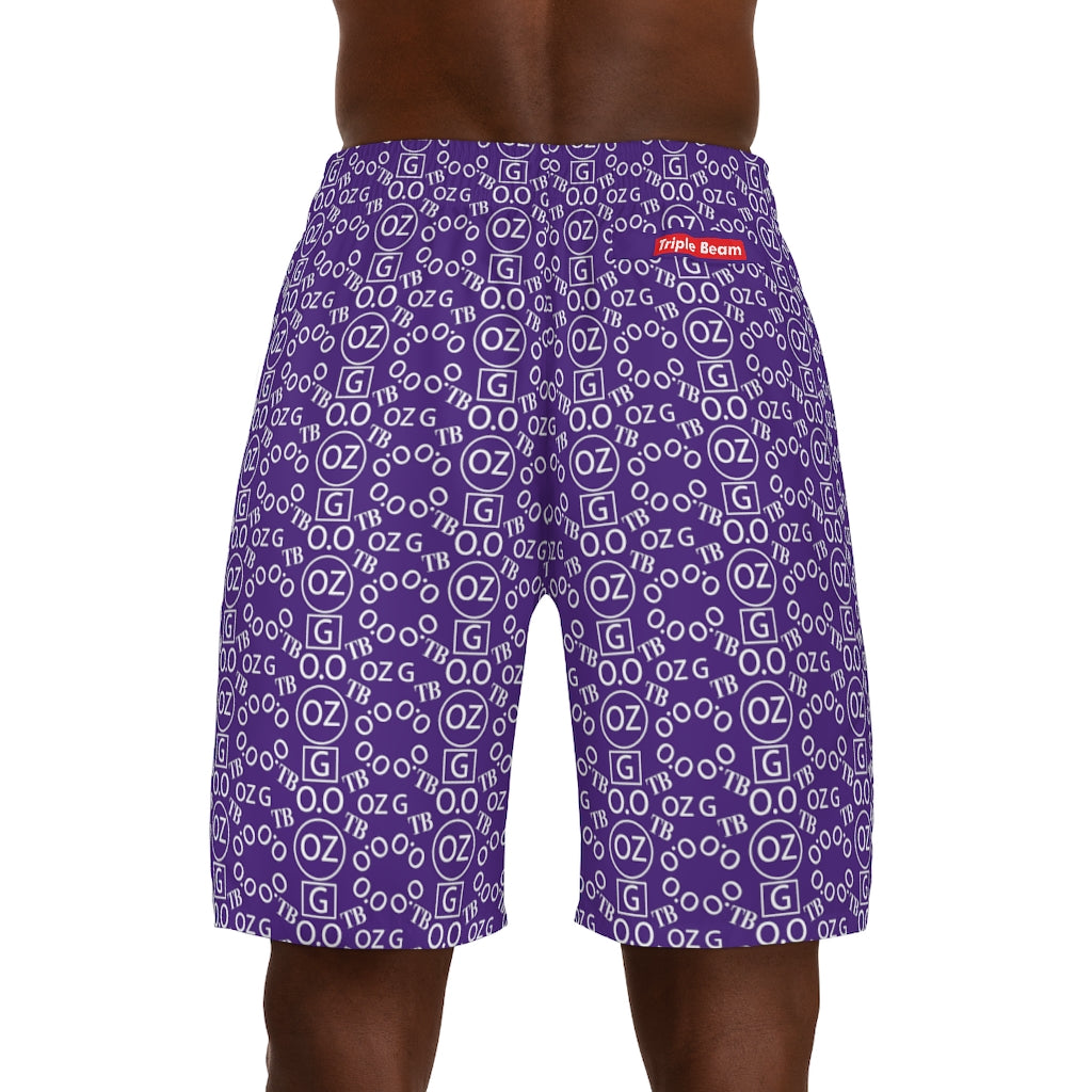 Purple Triple Beam Men's Jogger Shorts