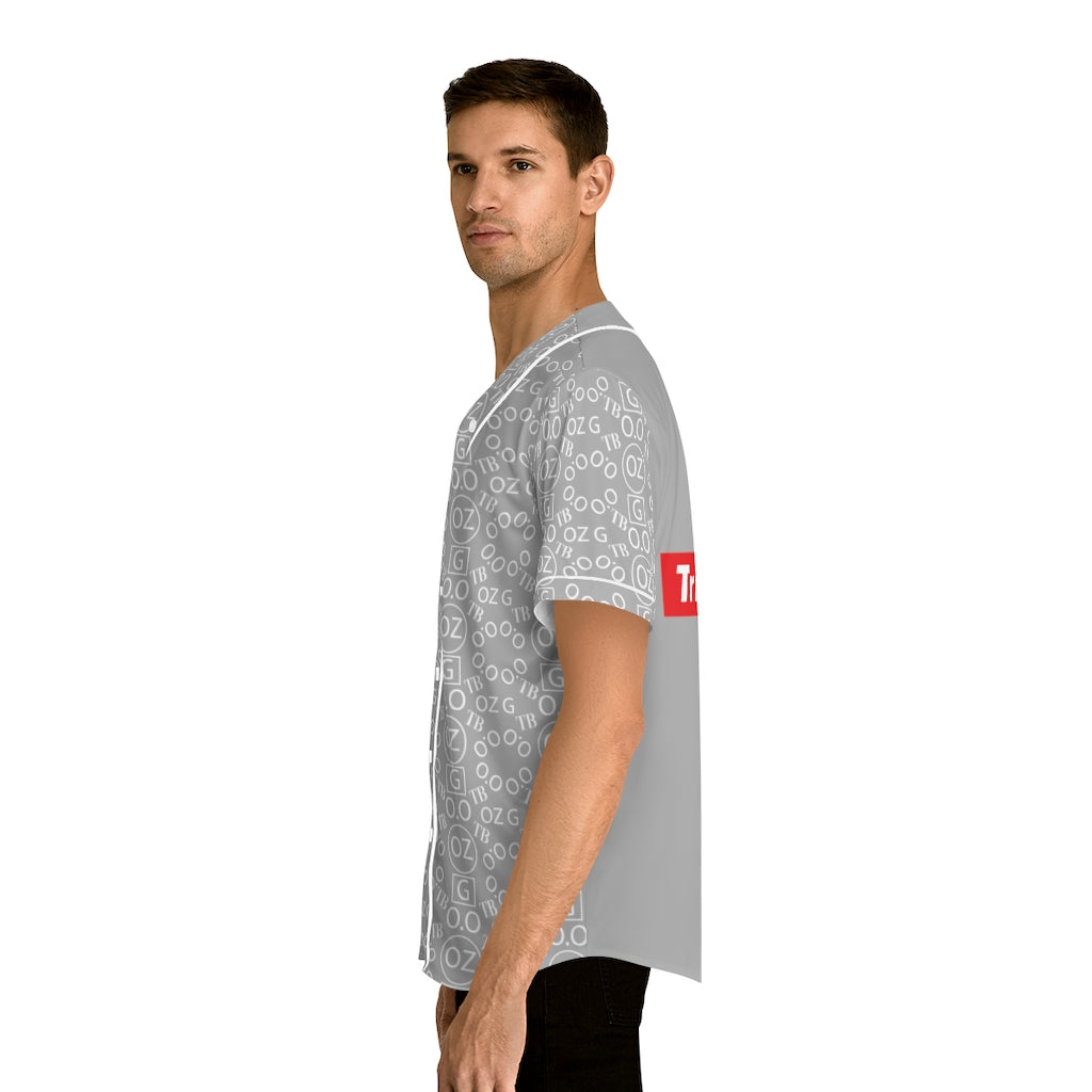 Light Grey Triple Beam Men's Baseball Jersey