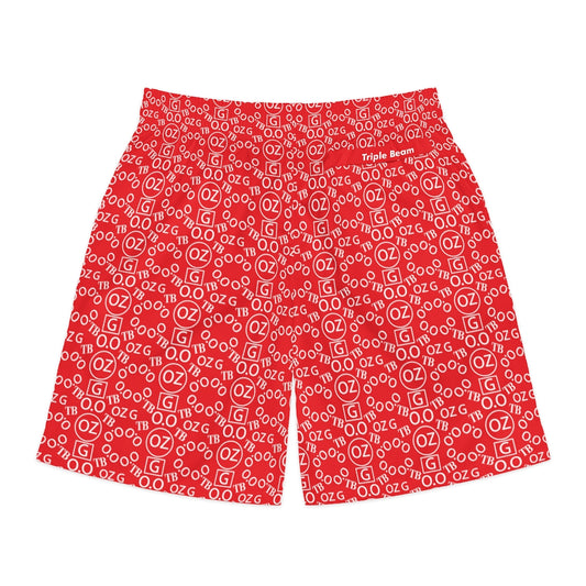 Red Triple Beam Men's Jogger Shorts