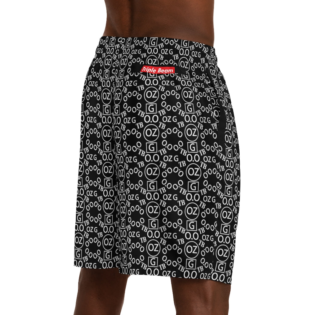 Black Triple Beam Men's Jogger Shorts