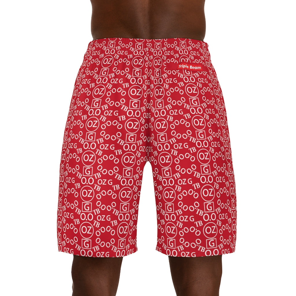 Dark Red Triple Beam Men's Jogger Shorts