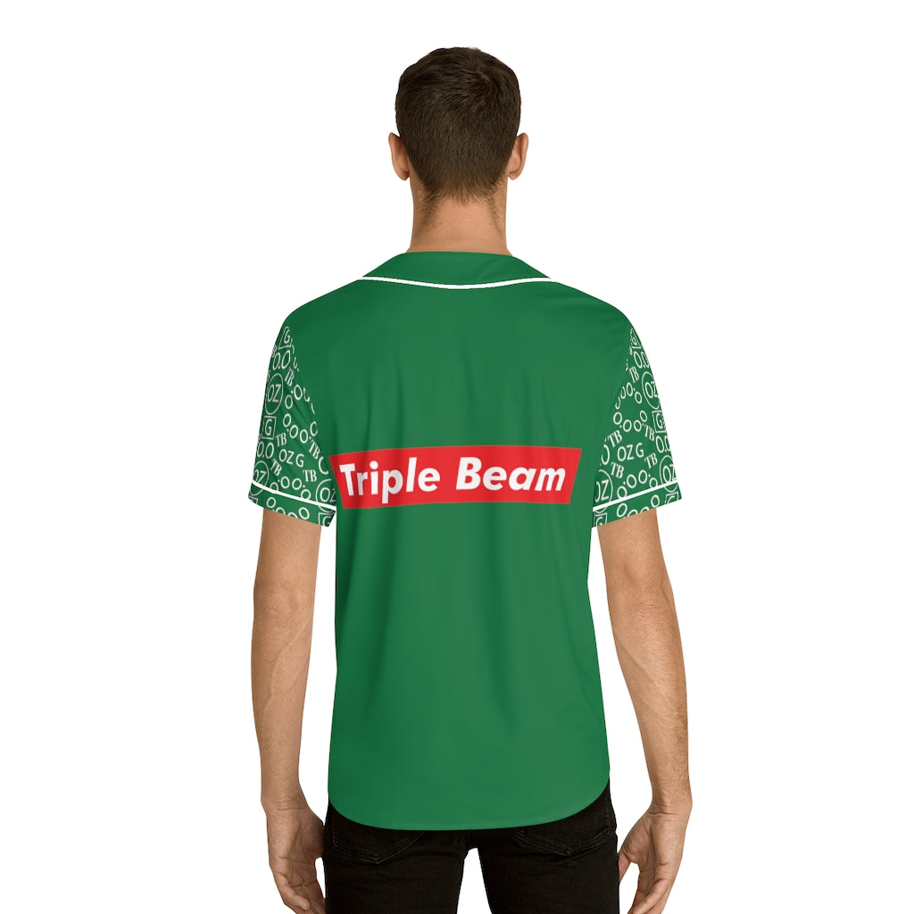 Dark Green Triple Beam Men's Baseball Jersey