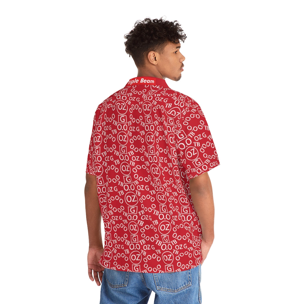 Dark Red Triple Beam Men's Hawaiian Shirt